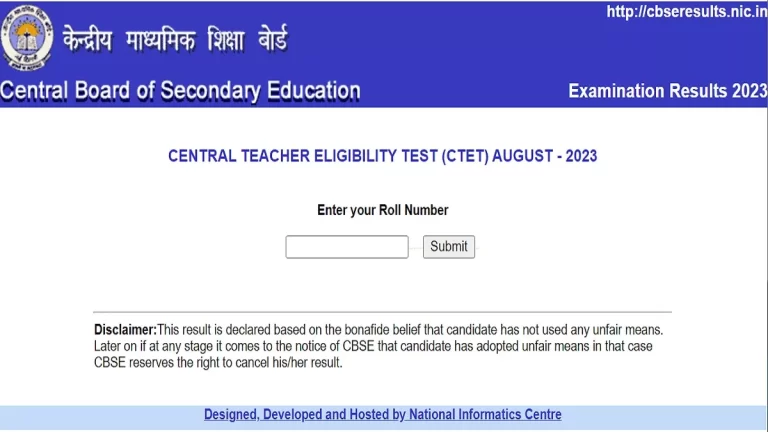 Cbse Ctet August 2023 Results Out